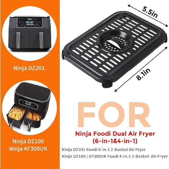 Air Fryer Replacement Parts for Ninja Foodi DualZone Air Fryers, 2 PCS Food Grade Air Fryer Accessories Grill Pan Plate Crisper Plate Rack Tray for