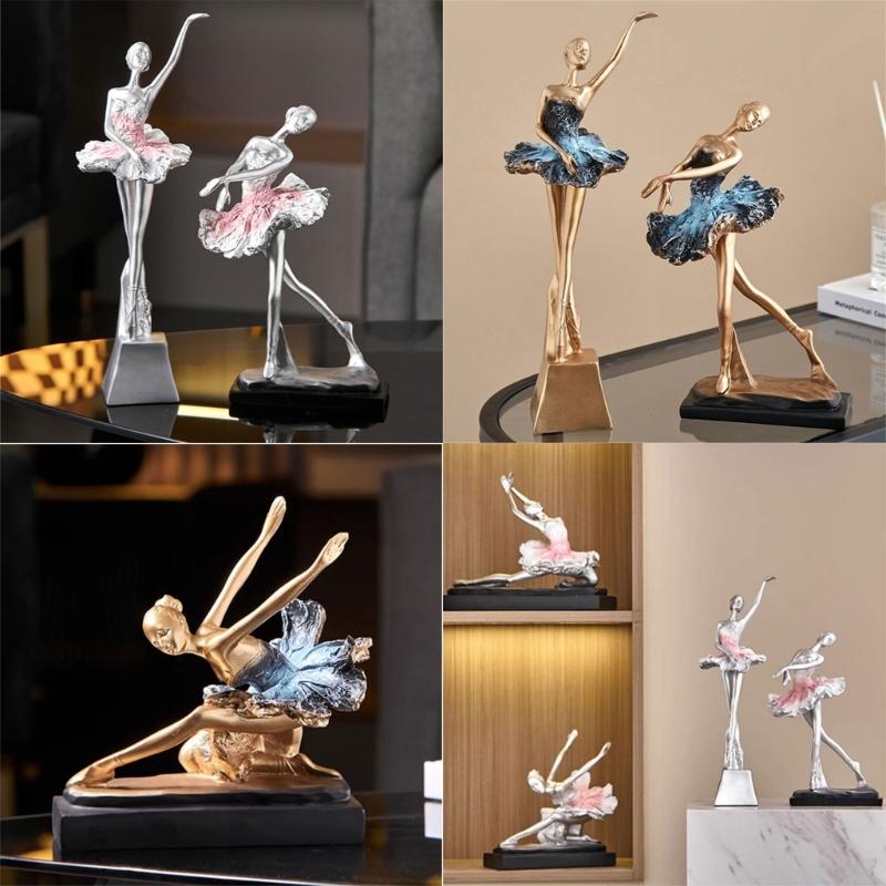 Ballet Dancer Figurine European Girl Dancer Ornament Figure Sculpture Craft For Table Bookcase Accent