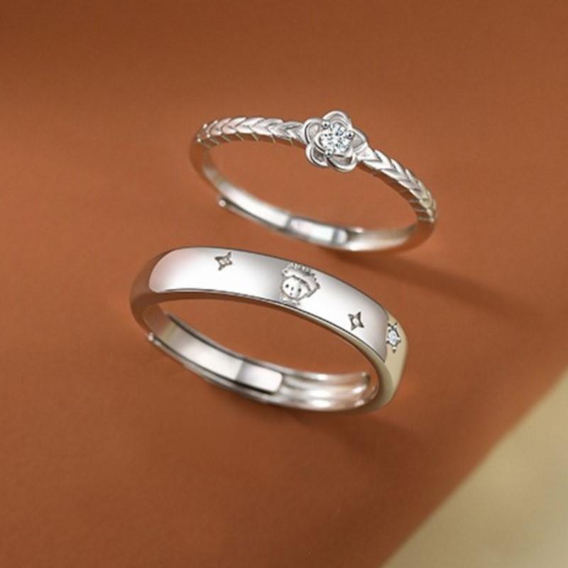 Silver Color Prince Rose Couple Rings for Women Men New Trendy Forever Love Engagement Lovers Ring Valentine's Day Jewelry Gifts