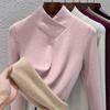 Stacked Collar Warm Fleece Bottoming Shirt Women's Autumn and Winter New Semi-turtleneck Long-sleeved Fleece Warm Silk Cashmere Top