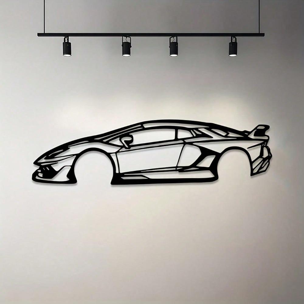 Wrought Iron Racing Car Silhouette Wall Art, Metal Sculpture for Home Decor, Garage Man Cave Gift, Outdoor Garden Decoration