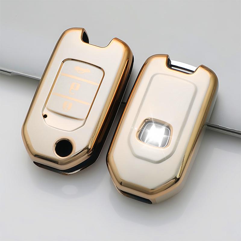 Flowing Sand Champagne Gold Car Key Cover for 2-3 Button Honda Vezel, XRV, CR-V, Spirior, Accord.