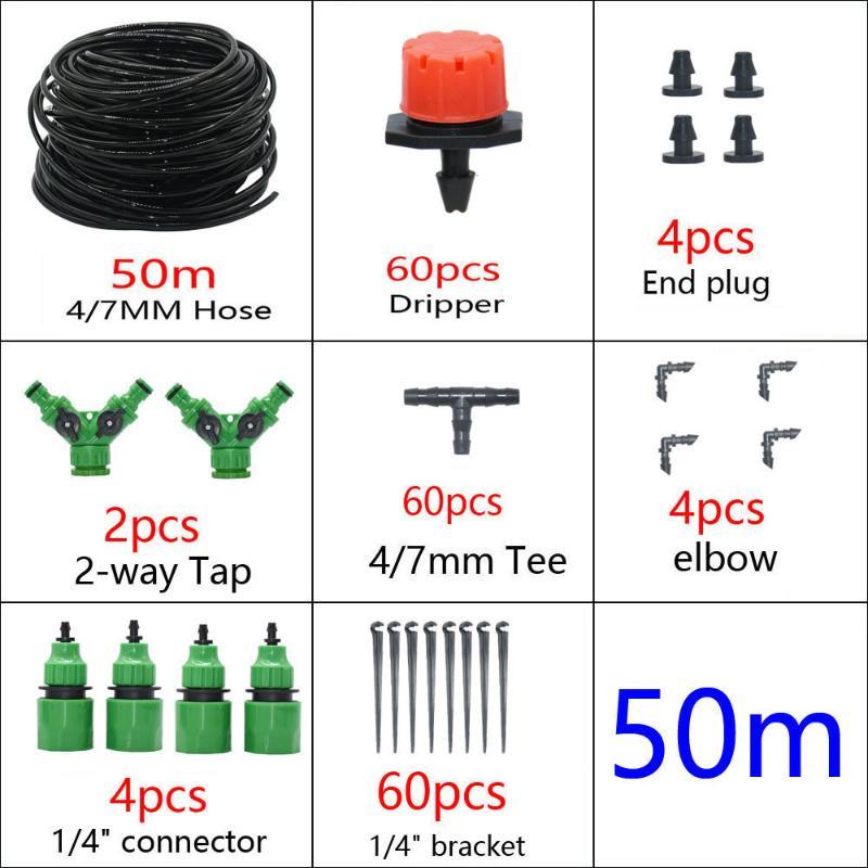 Outdoor Cooling Mist Irrigation System 5-50M with Brass Atomizer Nozzles for Trampoline Patio Summer Heat Relief