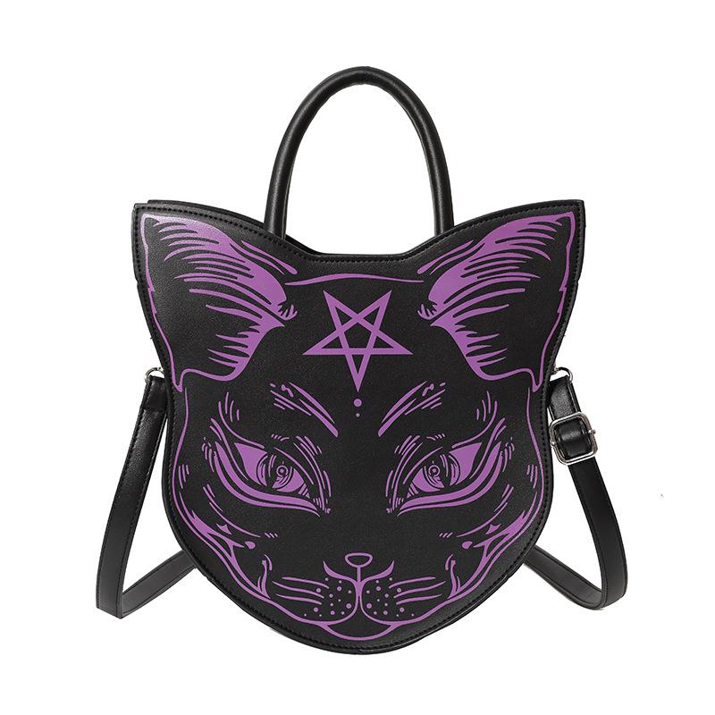 

Harajuku style cat crossbody bag 2025 new European and American fashion personality hand-held crossbody women s shoulder bag PU фіолетовий