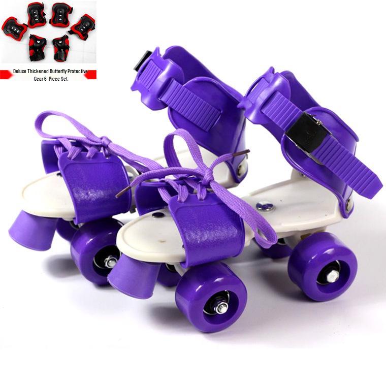 Children's Double-Row Four-Wheel Roller Skates with Protective Gear