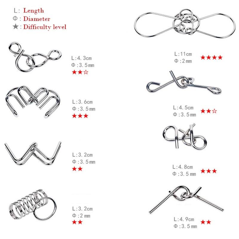 Набор металлических головоломок для детей 8 шт — фото 5