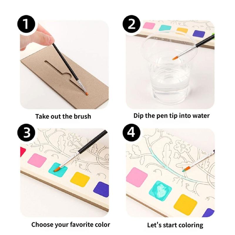Kids Watercolor Art Sketching Book with Built in Paint and Art Brush For Childrens Beginner Artists Travel Drawing
