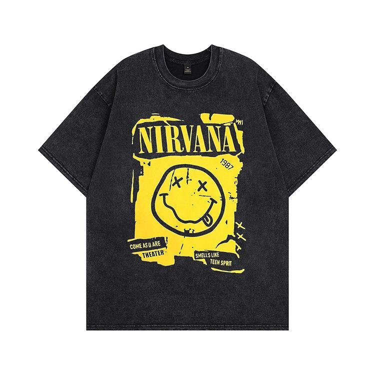 Summer new European and American washing water old trendy brand short-sleeved vintage high street American retro T-shirt trendy men's and women's
