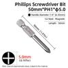 50mm Phillips Screwdriver Bit PH00/PH0/PH1/PH2 1/4” Hex Shank Magnetic S2 Steel Cross Head Screw Driver Bits Hand Power Tools