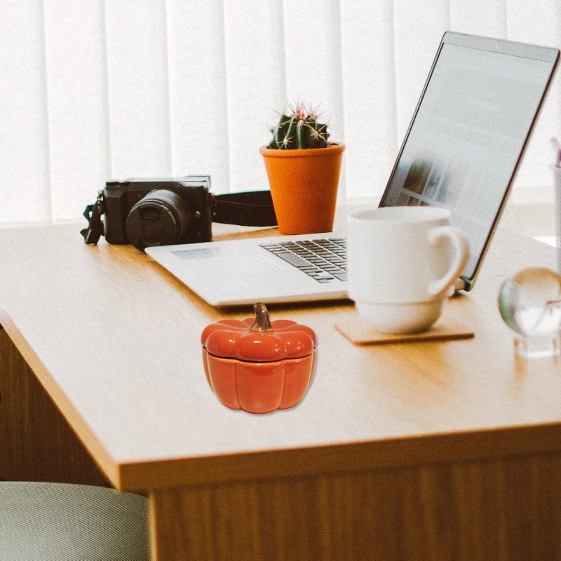 Pumpkin Candle Holder Cup with Lid for Home Bedroom Decoration Ceramics Cups