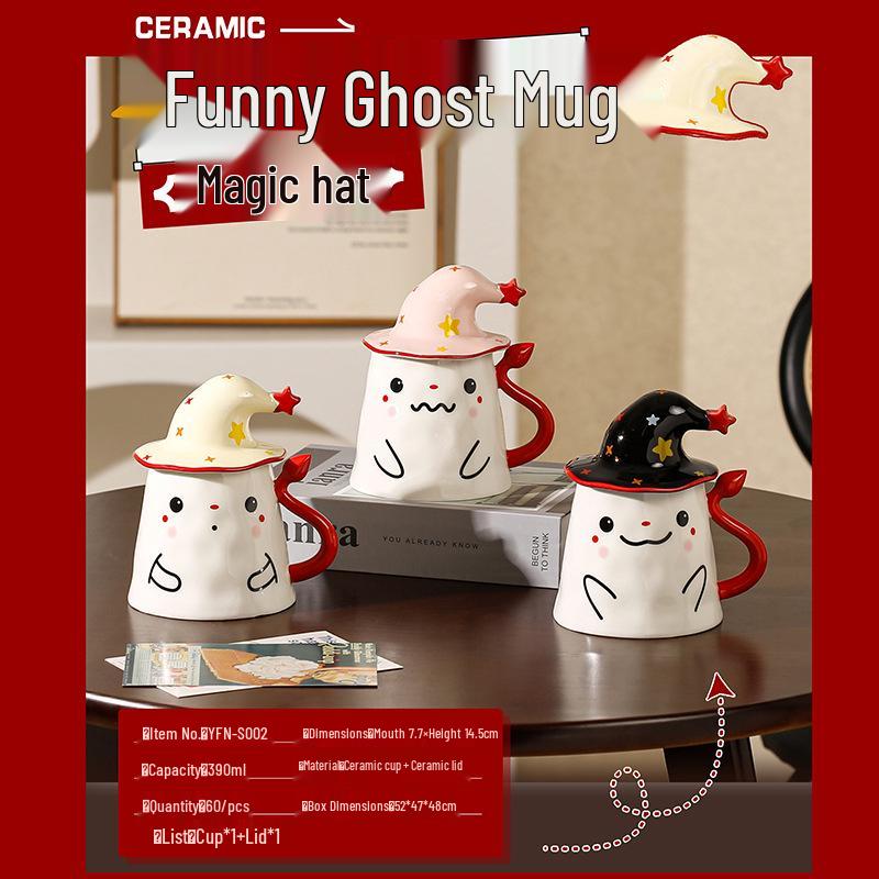 Quirky Ghost Ceramic Mug with Lid - Birthday, Graduation, or Souvenir Gift for Girlfriend