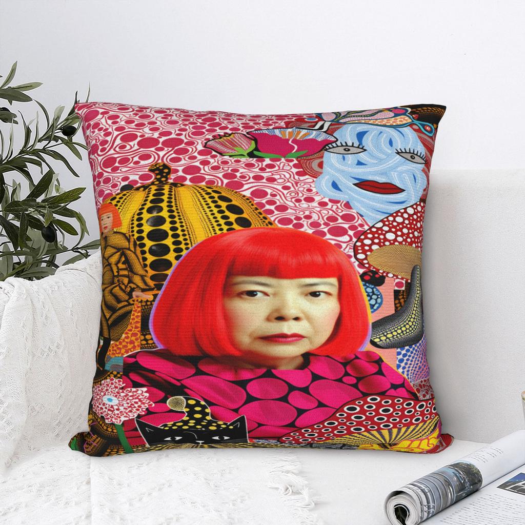 Yayoi Kusama Abstract Face Pillow Case Japanese Artist Custom Pillow Cover For Chair Sofa Home Decor Kawaii Cushion Cover