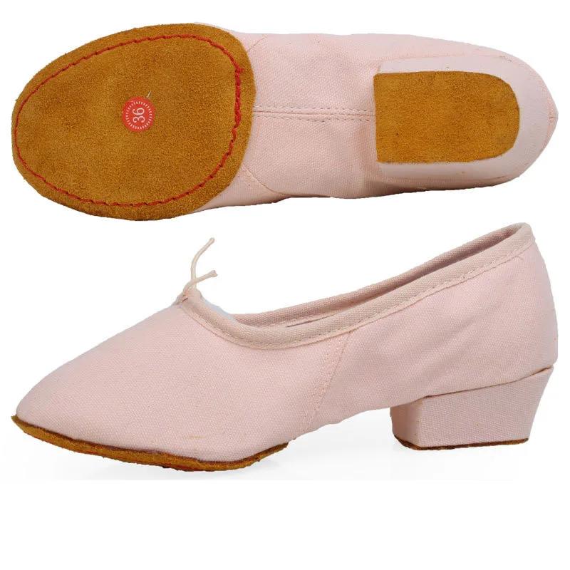 Low-heeled Canvas Teacher Practice Soft Ballroom Dance Shoes Salsa Tango Ballet Dance Shoes Children Girls Women