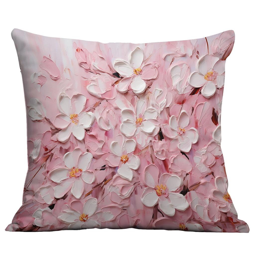 New Flower Pillowcase Imitating Three-dimensional Oil Painting Style Creative Floral Home Living Room Sofa Cushion Pillowcase
