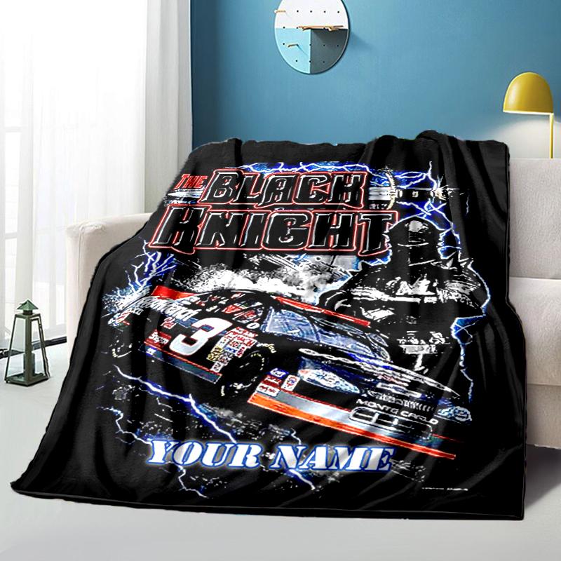 1PC Custom Name Black Knight Legend flannel blanket versatile, all-season throw suitable for the living room, bedroom, camping, travel, and gift