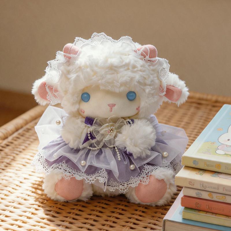 Sheep Plush Toy With Flower Pattern For Kids Gift Soft Cotton Stuffed Animal For Children