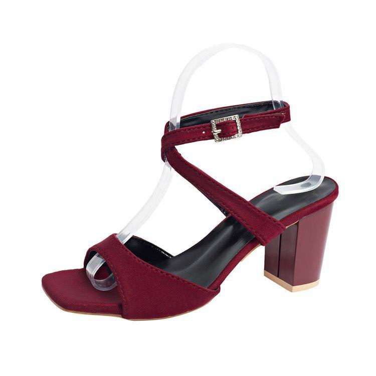 Plus Size 35-43 Summer High Heels Coarse Heel Cross with Fish Mouth High Heels Sandals Fashion High Heels Women Pumps