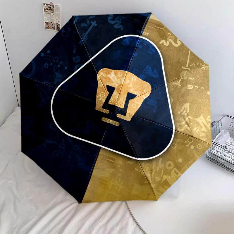 Club Universidad Nacional (Pumas) pattern, automatic folding umbrella, portable and foldable design, 8 ribs, a Christmas or birthday gift.