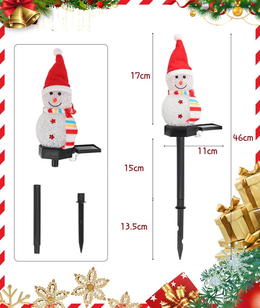 [2025 New Model] Snowman Solar Light Garden Light Set of 4, Waterproof, Automatic OnOff, Snowman Ornament, Christmas Decoration, Outdoor Ornament for