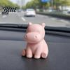 3D Printed Hippo Car Dashboard Figurines, Minimalist Pink Desktop Ornament with Small Statue Non-Slip Weighted Base, Cute Interior Decor, Kawaii