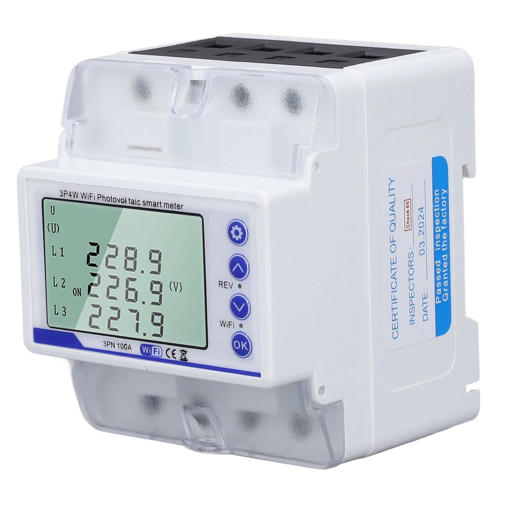 WLAN Smarter Leitungsschutzschalter 3 Phasen 4 Leiter Bidirektionaler WLAN Energiezähler Schalter 60‑300V 100A