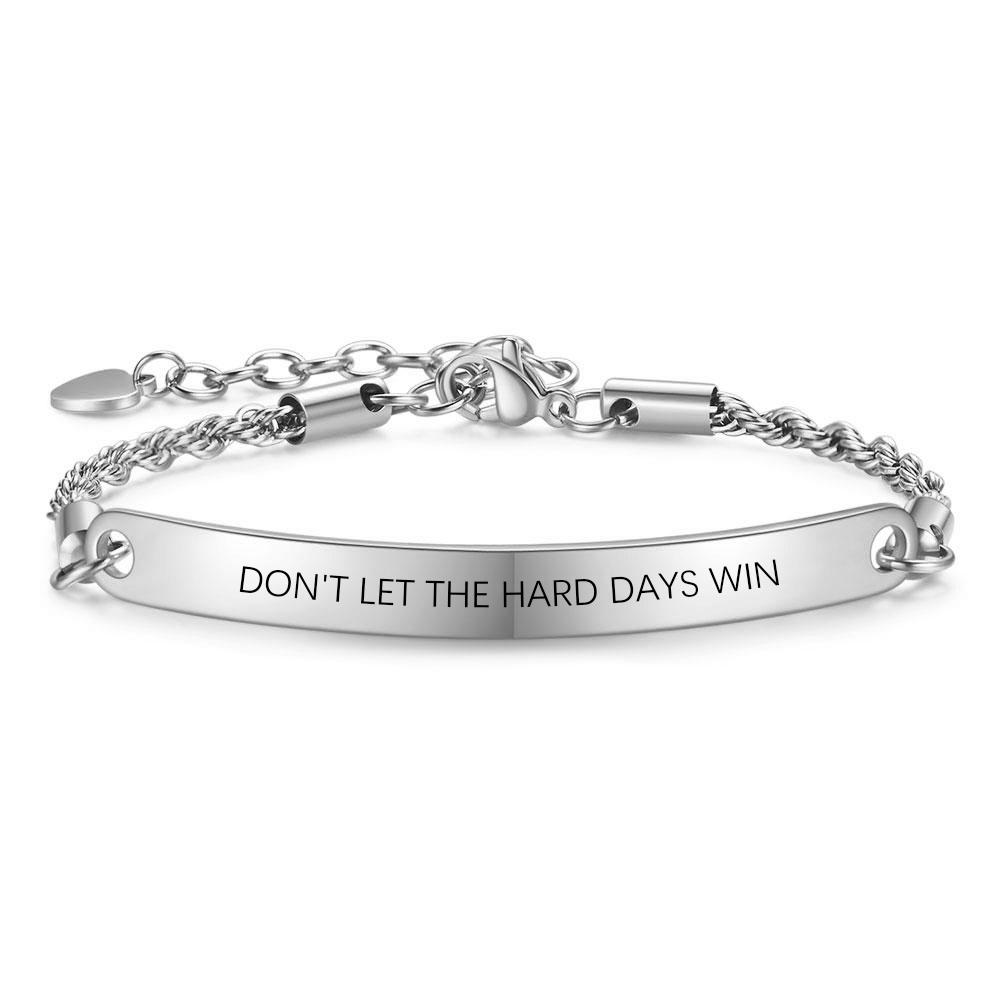 

26/5000 Fashionable New 5MM Stainless Steel Curved Plate Engraved Inspirational Bracelet with Laser Logo 18cm серебряный