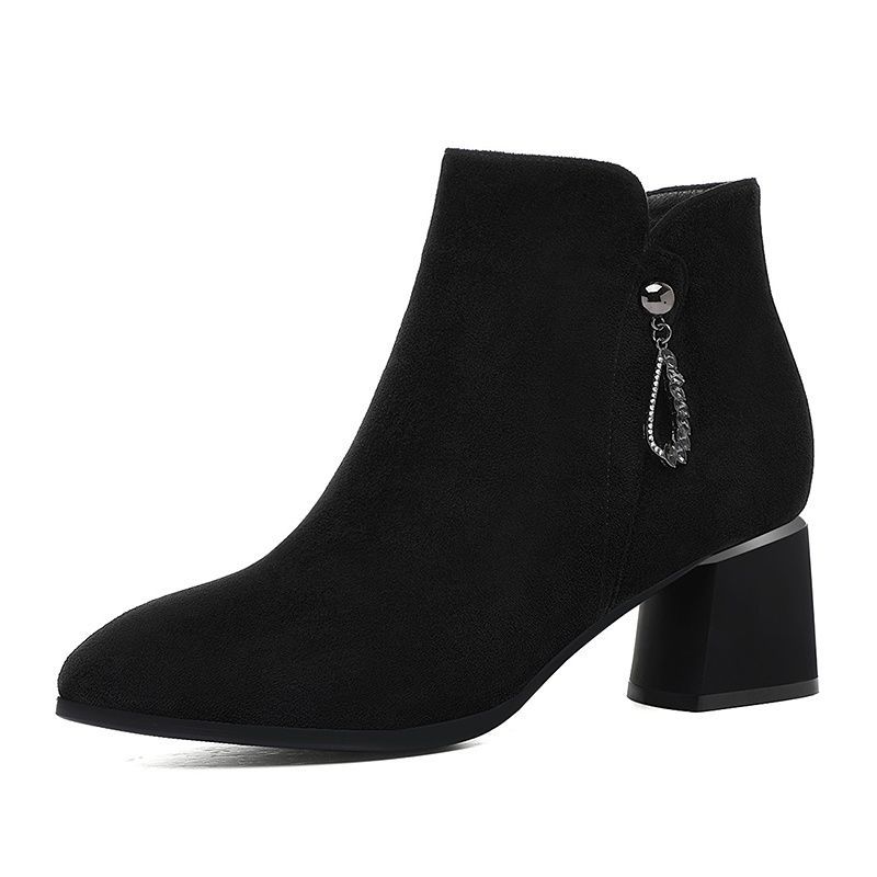 Black Warm Ankle Boots for Women Autumn Winter Elegant with Medium Heels Woman Short Shoes Fashion 2025 Trend 39 Booties Sale