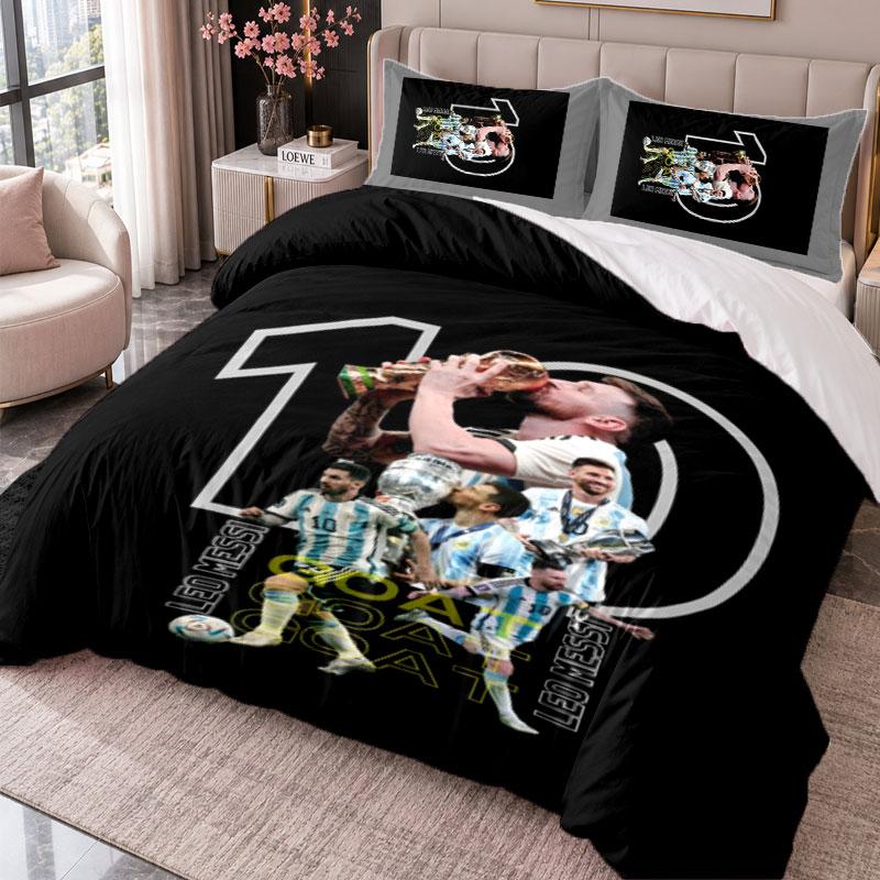 Messi 3Pcs Bedding Set Duvet Cover With Two Pillowcases For Bedroom Home Decoration