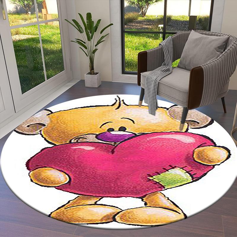 Diddl Round Area Rug,Carpet Rug for Living Room Bedroom Sofa Playroom Decor,Non-slip Floor Mat