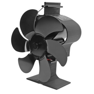 6 Flügel Wärmegetriebener Kaminventilator Selbststartend Umweltfreundlich Holzofenventilator LT380 Schwarz 152mm