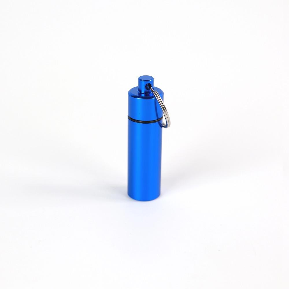

New Mini Premuim Waterproof Portable Pill Case Organizer Keychain Box EarPlug Container Bottle with Keyring for Medicine Holder синий