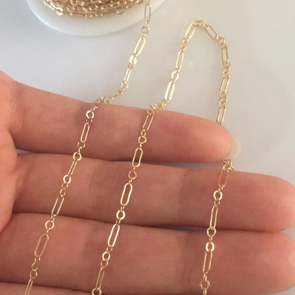 Hot Sale 14K Gold Filled 3+1 Paper Clip Cable Chain Bulk Roll for Jewelry Making Bracelet Necklace 2mm