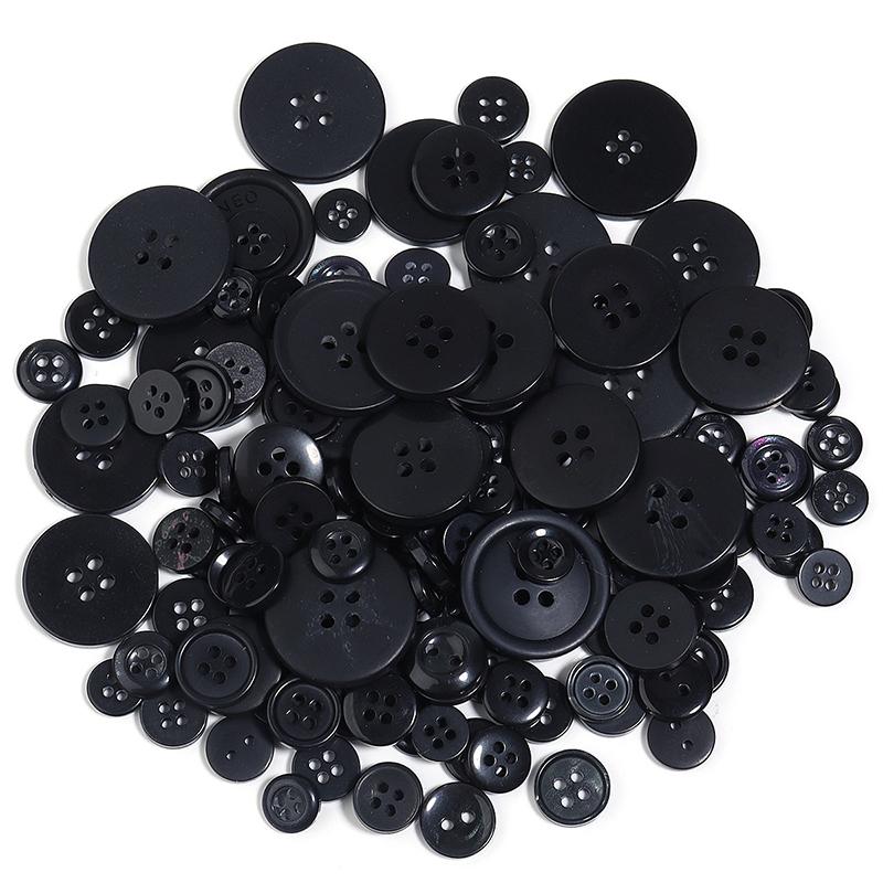 80PCS Resin Round Colored Buttons 2/4-Holes Mixed Buttons Handmade DIY Manual Button Painting Material Clothing Accessories