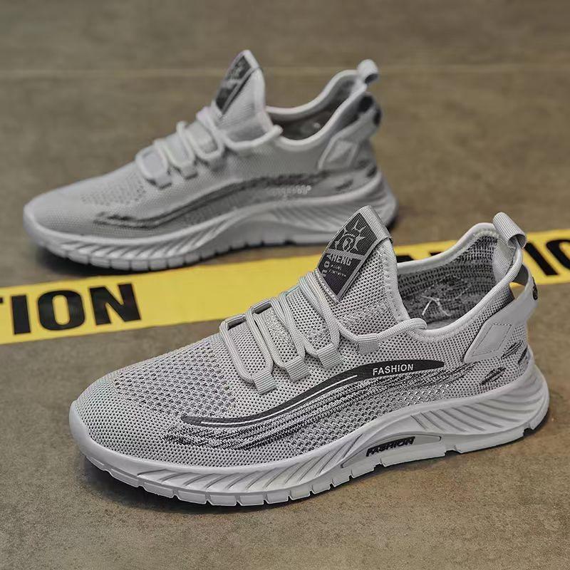 Flying woven men's shoes summer coconut sports shoes non-slip soft sole lightweight and versatile summer mesh thin mesh shoes casual shoes