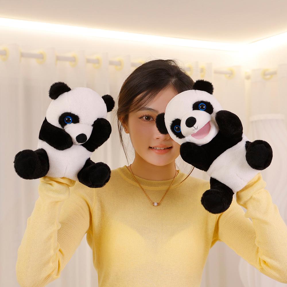 25cm Panda Plush Hand Puppet Cute Cartoon Animal Interactive Plushie Tell Story Stage Prop Appeasing Gift