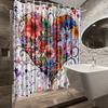 Colorful Heart With Flowers Waterproof Shower Curtain For Modern Bathroom Decor, Stylish And Durable, Perfect For Home Use