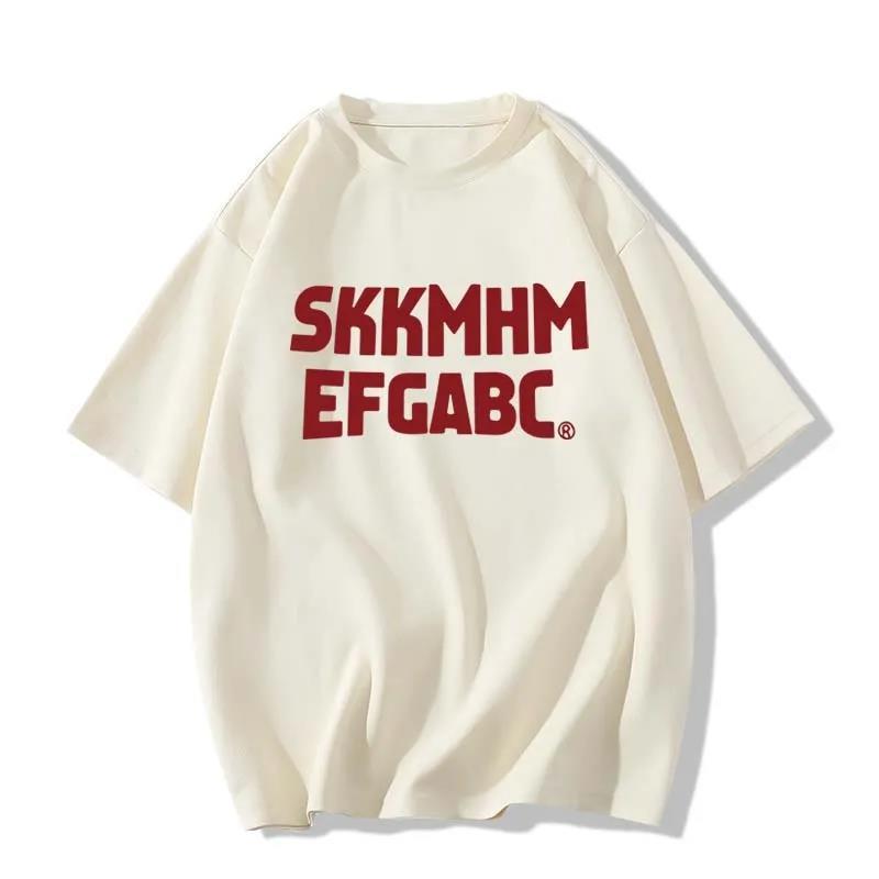Trendy Letter Print 100% Heavy Cotton Loose Fit T-Shirt for Women