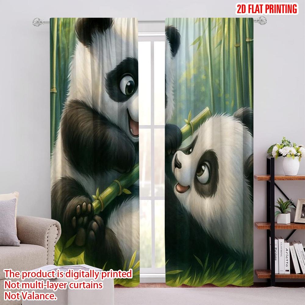 

2pcs,2D plane printing Contemporary Curtains Panda Playtime Durable Polyester (without rod) Holiday Perfect for Bedroom & Living 52.50 × 116.00 cm 2 pcs