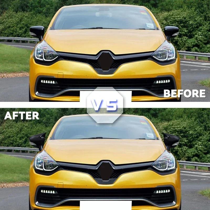 Seitenspiegelabdeckung für Clio 4 IV 2012-2020 Renault Autozubehör RS GT Glänzend Piano Schwarz Tuning Auto Sport Fledermaus Design