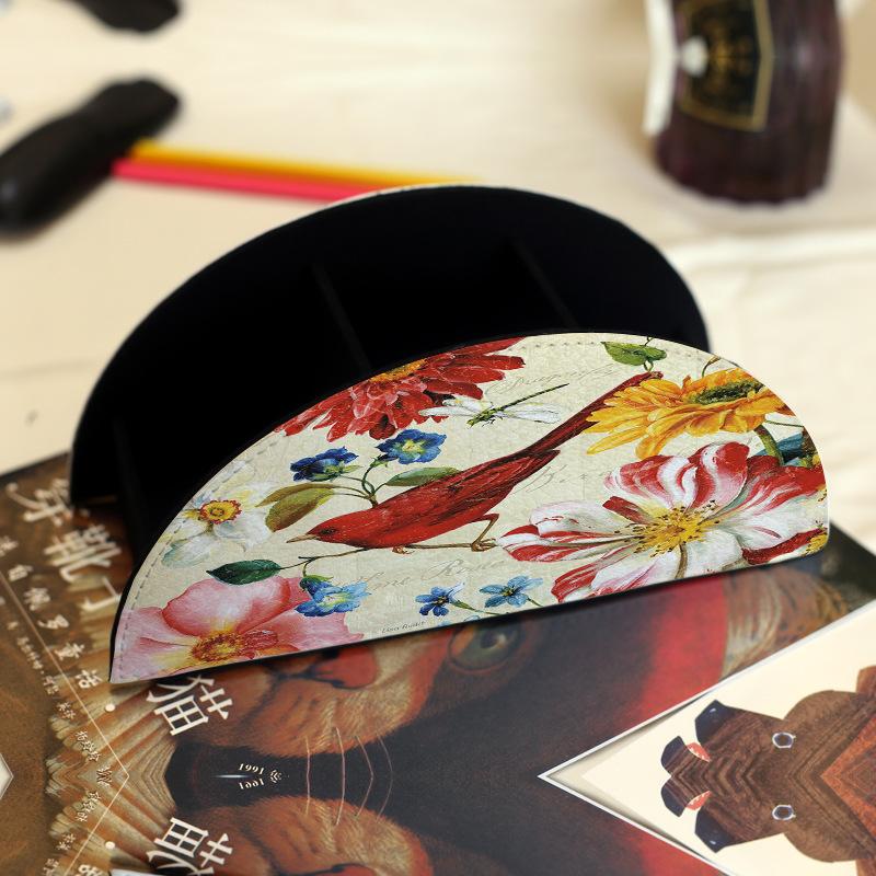 Remote Control Storage Box PU Leather Cosmetic Storage Box Suitable for Staplers Scissors Rulers