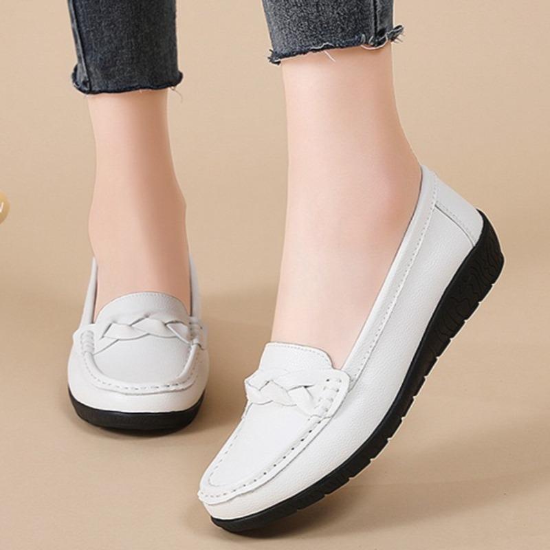 Fashion Women Loafers Luxury Cowhide Casual Shoes Slip On Oxford Shoes Nurse Shoes for Women Moccasins Soft Leather Flats Zapatos Mujer