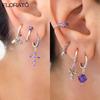 925 Silver Needle Elegant Purple Earrings Exquisite Small Hoop Earrings for Women Fashion Puncture Jewelry Accessories