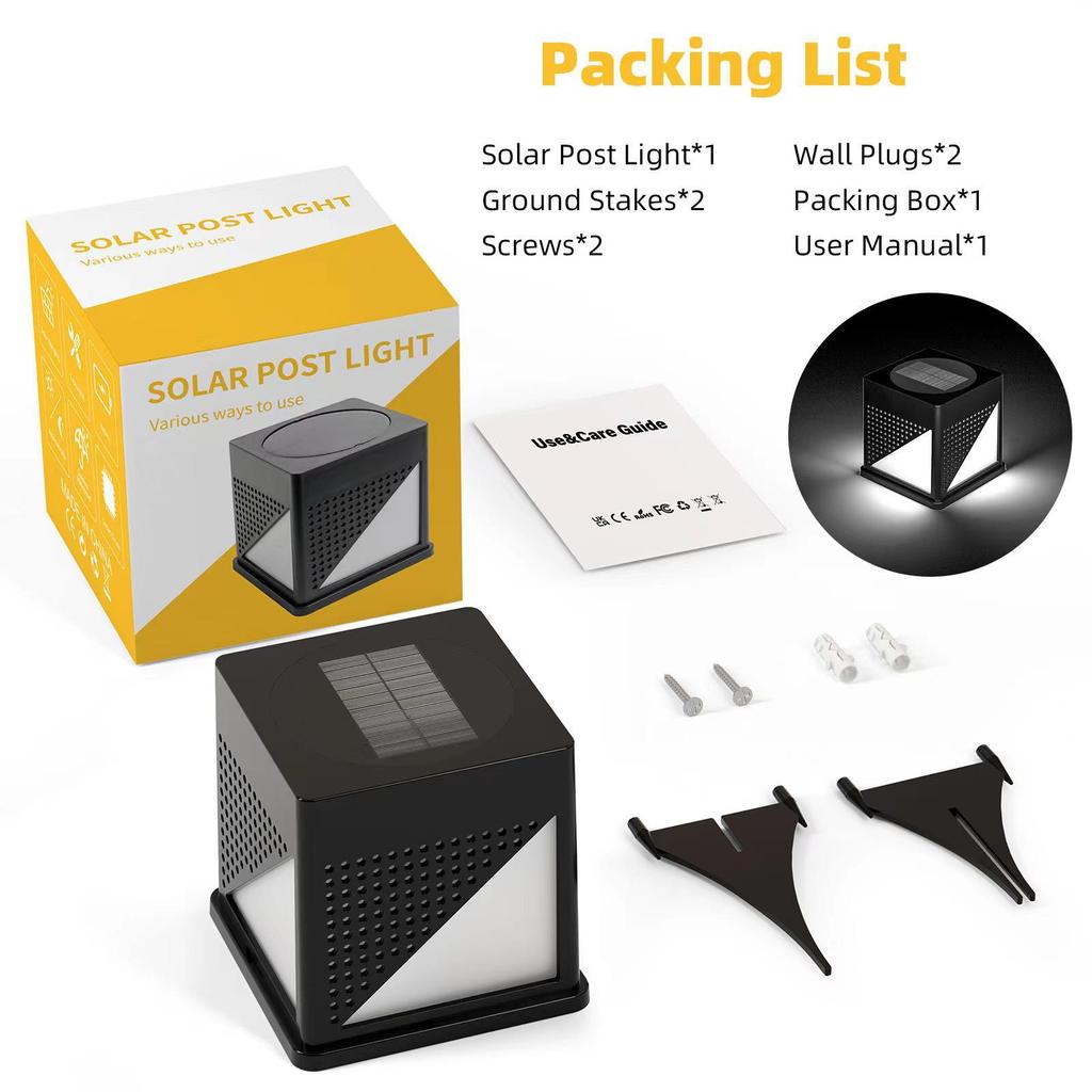 Waterproof Solar Post Cap Light for Outdoor Garden and Courtyard