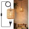 JOYINLED Plug In Pendant Lamp Rattan Hanging Lights with 4.5M Dimmable Cord Hand Woven Wicker Lampshade Hanging Lamp for Bedroom