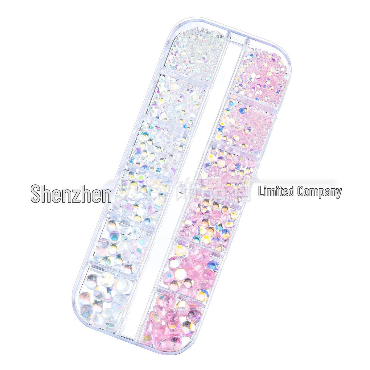 Iridescent Mermaid Candy Color Glass Nail Art Beads and Rhinestones Iridescent Light