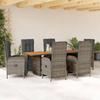 Vidaxl 7-Cz. Set di Mobili da Giardino con Cuscini, Grigio, Rattan PE