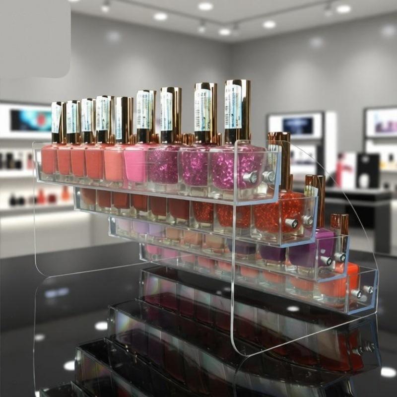 Acrylic Nail Polish & Cosmetics Display Stand with Dustproof Cover