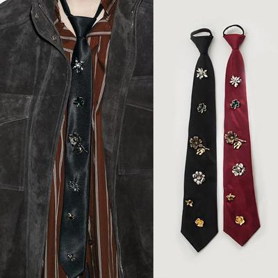Korejská Květinová Kravata Hmyzí Dekorace Košilová Kravata Elegantní Kamínková Kravata Pánská