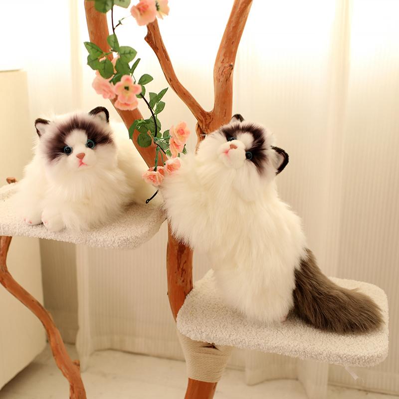 Søt Simulering Plysj Klutdukke Katteleke Myk Tegneserie Kosedyr Fluffy Hjemmedekor Gaver Til Jente