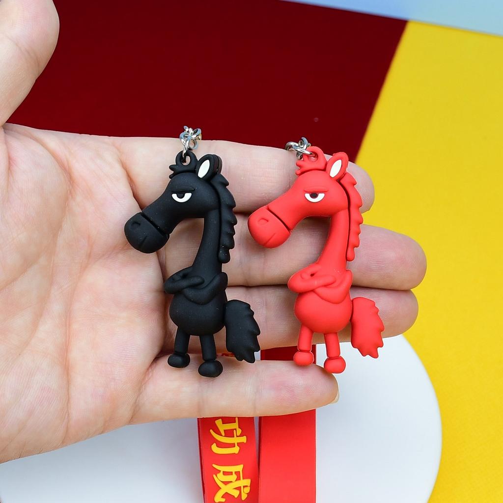 Cartoon Funny Horse Backpack Ornament  2026 Chinese New Year Hanging Pendant Horse Shape Keychains  Party Favors Couple Gift